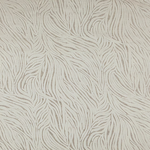 Pale dove-grey textile with flowing tonal leaf lines and softly textured surface