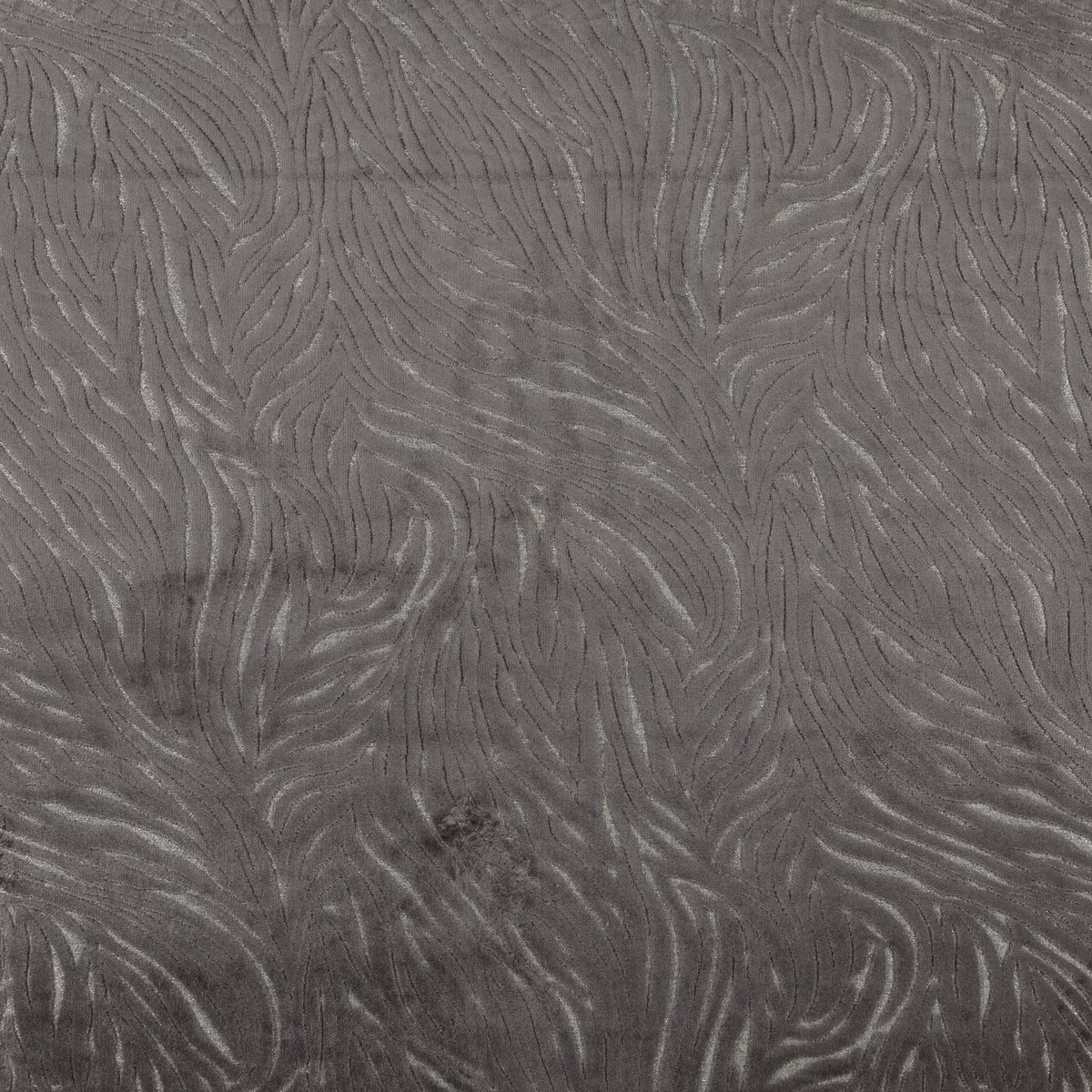 Dark raisin-grey fabric with softly raised, flowing feather-like lines and subtle sheen
