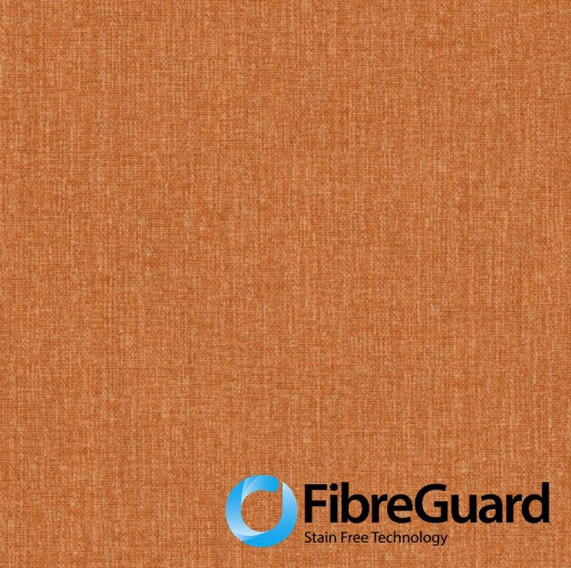 Close-up of warm rust-orange Ramblas fabric with a fine mottled weave
