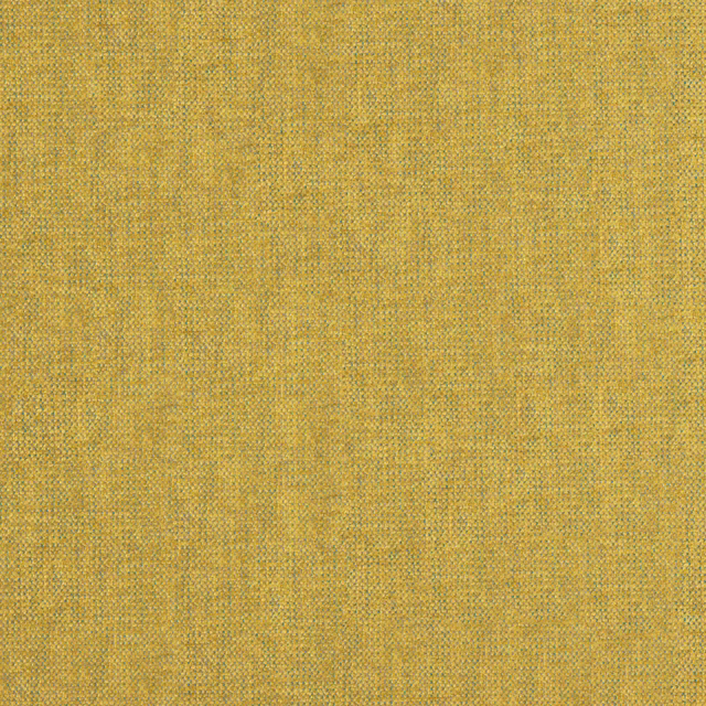 Close-up of sunshine-yellow woven fabric with fine green-grey and neutral flecks