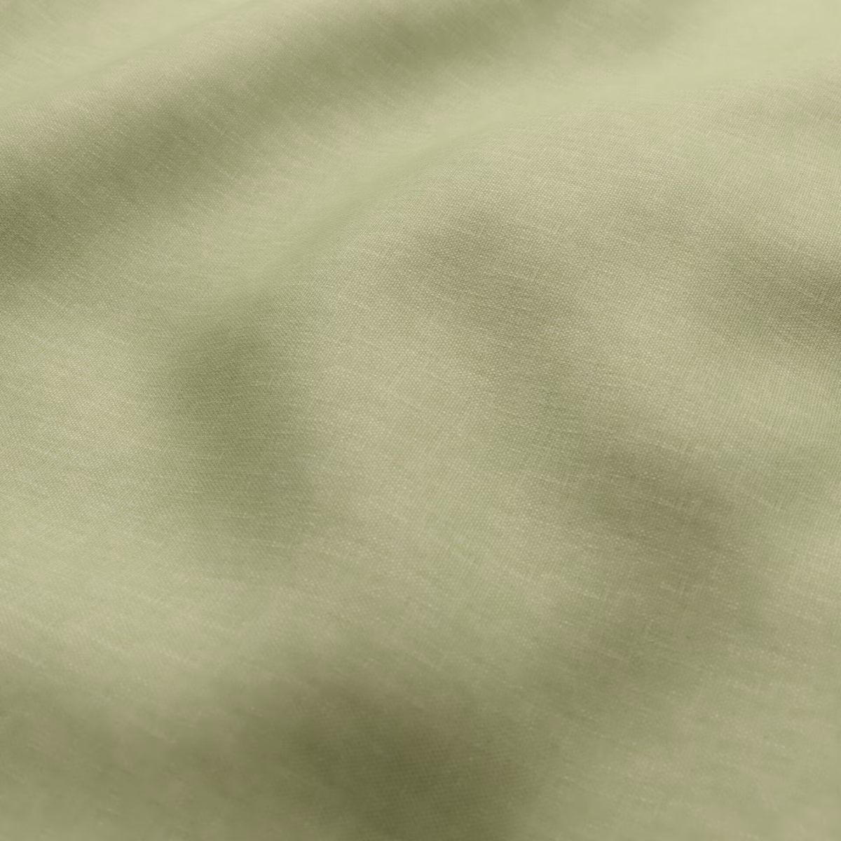 Muted olive-green fine weave fabric with softly lustrous, fluid folded texture