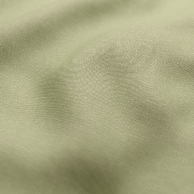 Muted olive-green fine weave fabric with softly lustrous, fluid folded texture