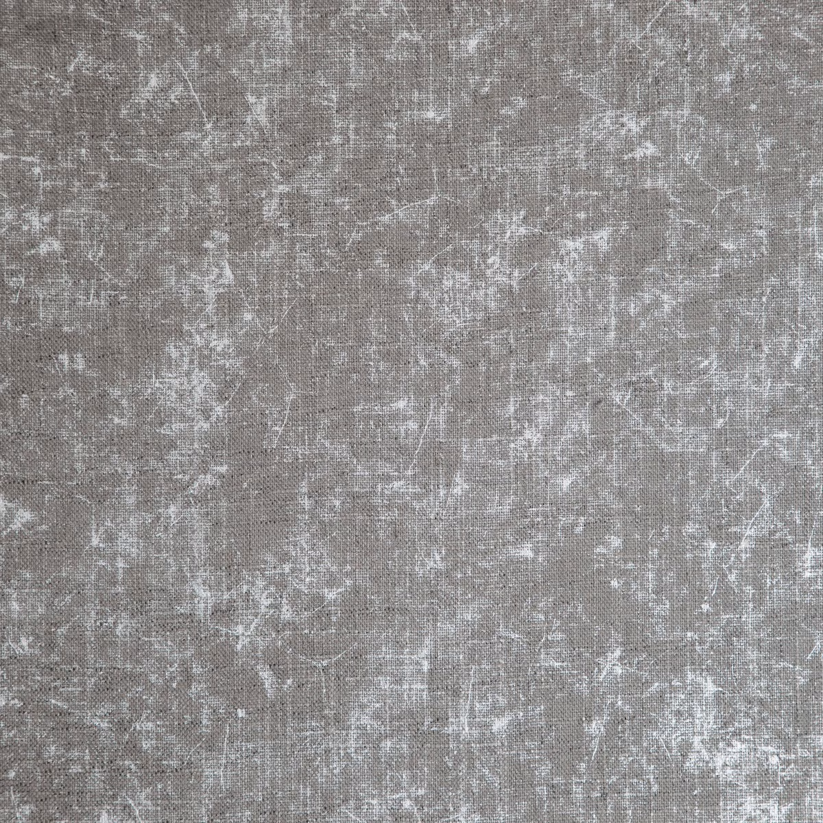 Weathered taupe-grey woven textile with pale abstract crosshatch marks and fine texture