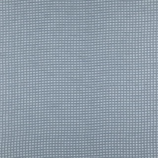 Cool slate blue-grey fabric with a tightly woven small-scale grid texture
