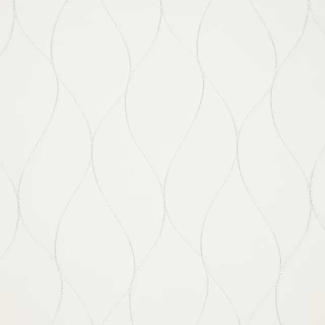 Pale ivory fabric with fine grey, elongated looping lines and subtle texture