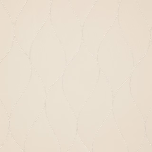 Warm beige fabric with delicate raised looping lines in a vertical pattern