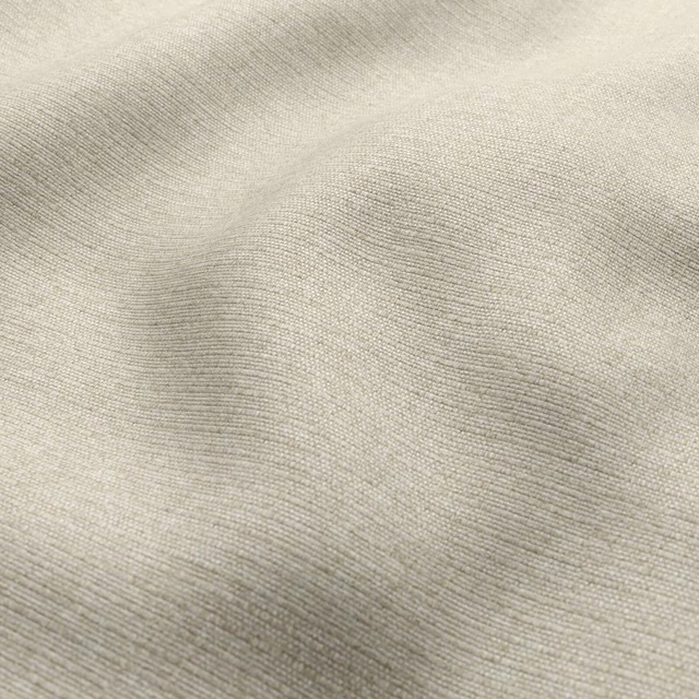 Warm oat-beige Hessian textile showing fine horizontal ribbing and softly slubbed texture