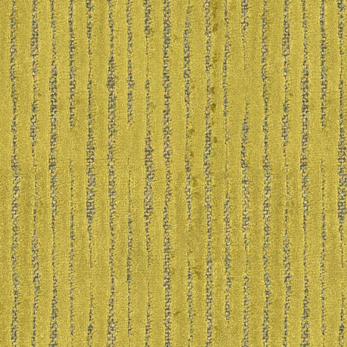 Muted apple-green woven fabric with irregular grey vertical striations and nubby texture