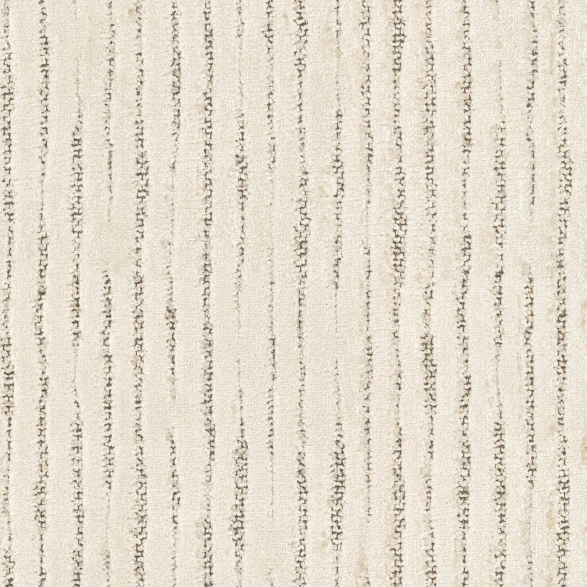 Pearl cream woven swatch with uneven charcoal vertical lines and fine texture