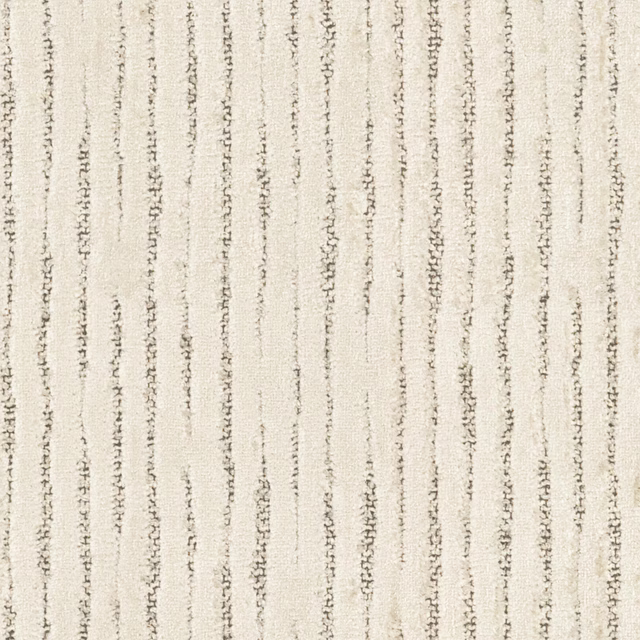 Pearl cream woven swatch with uneven charcoal vertical lines and fine texture