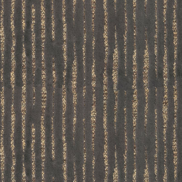 Charcoal graphite textile with uneven vertical bronze-gold striations and tactile weave