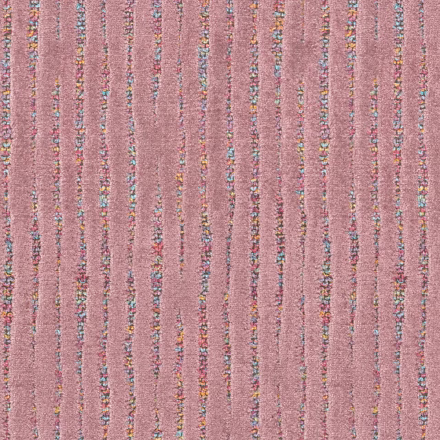 Dusty rose nubby fabric with narrow vertical lines and multicoloured Confetti flecks
