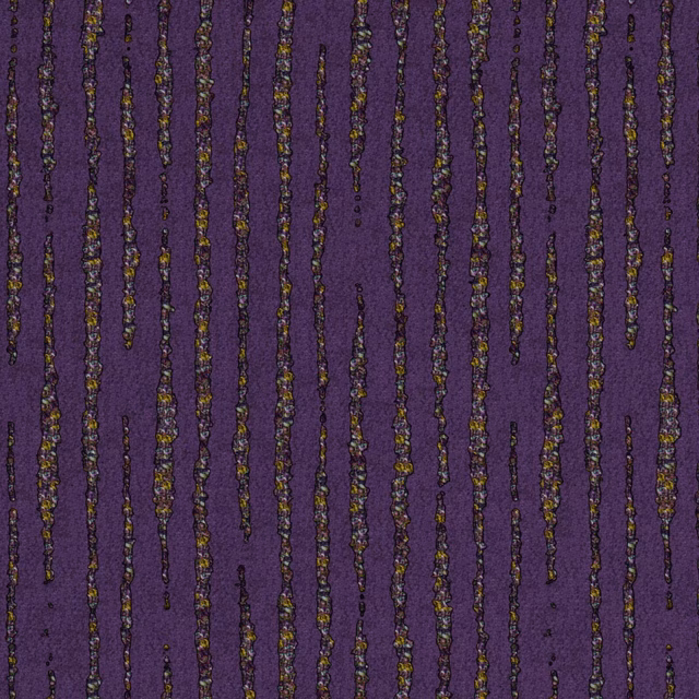 Deep aubergine textile with irregular vertical mottled lines in purple, olive and muted gold