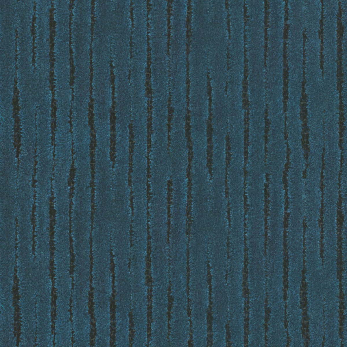 Deep denim-blue textile with irregular dark vertical striations and textured surface