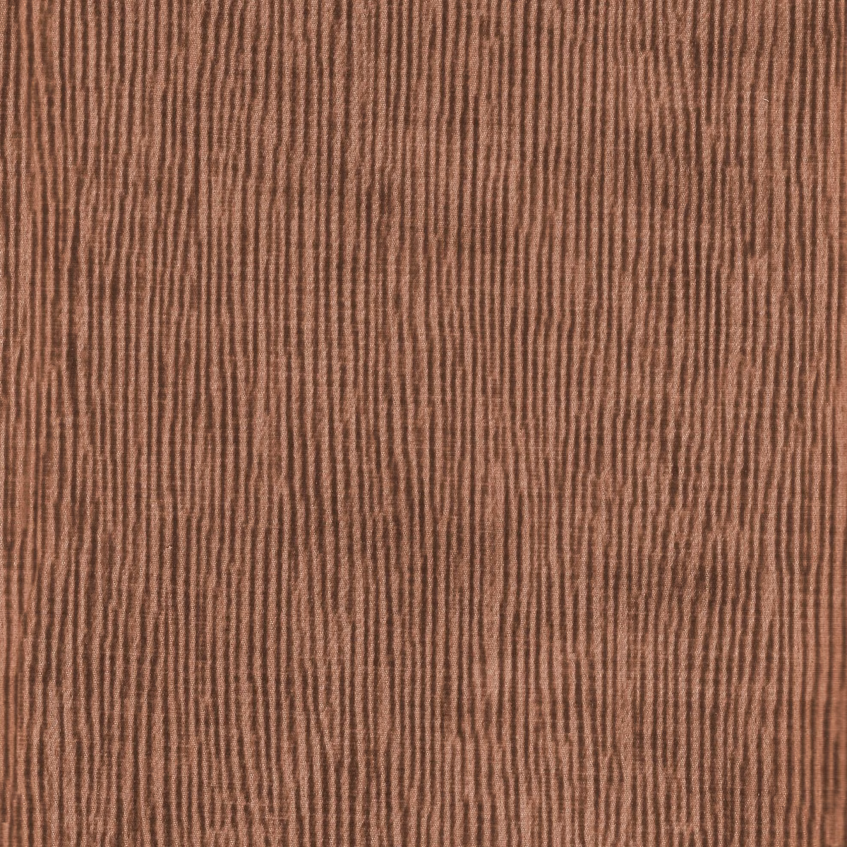 Warm coral-brown fabric with fine irregular vertical ribs and softly varied shading