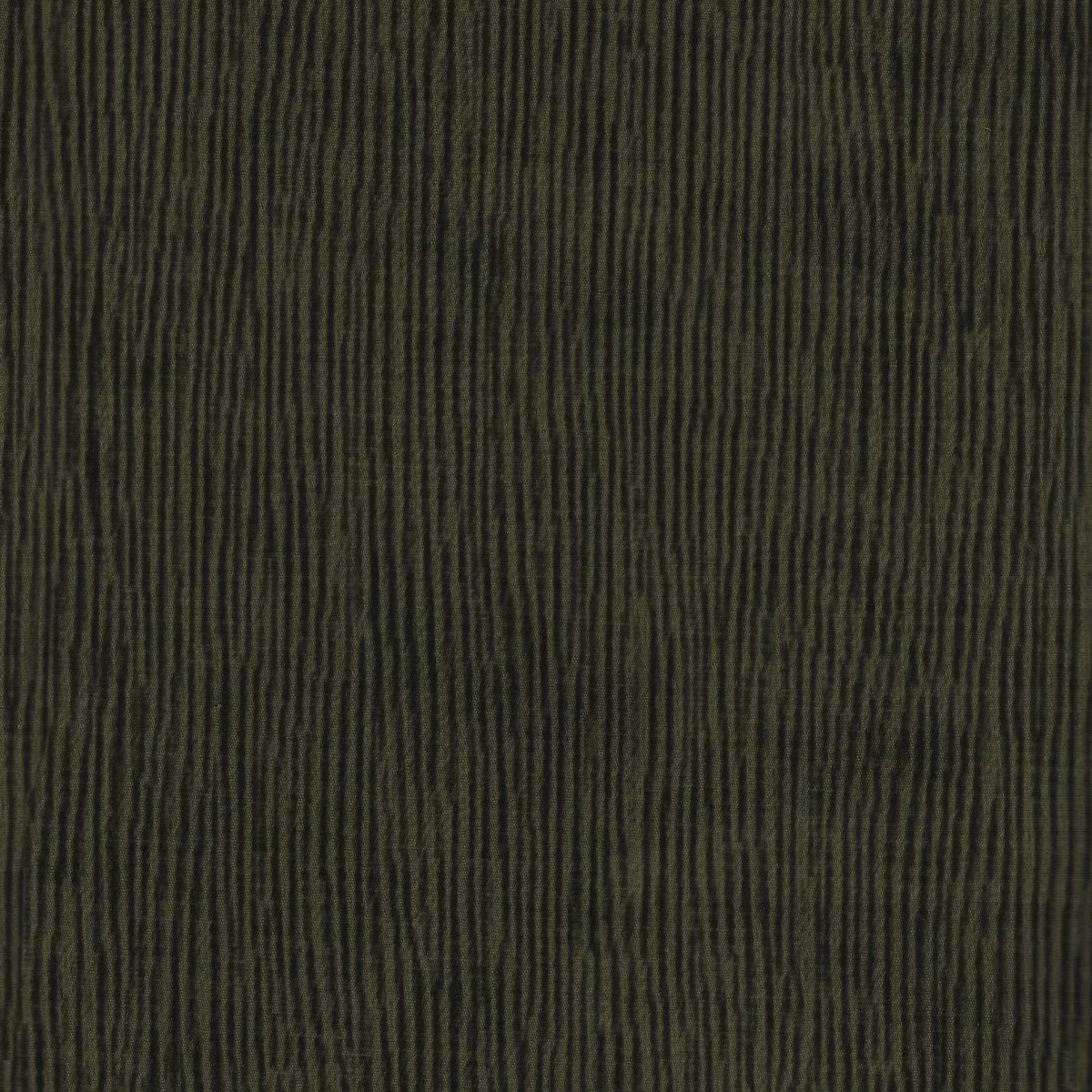 Deep olive-charcoal Solara fabric with narrow, irregular vertical ridges and a shadowed sheen