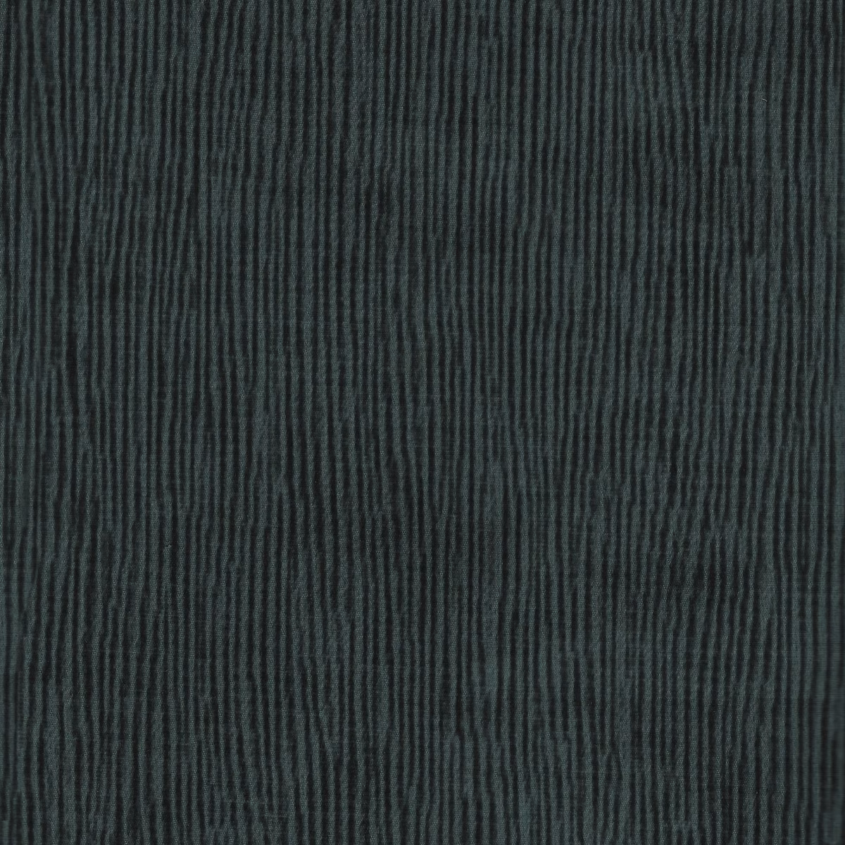 Close-up of deep teal fabric with fine, irregular vertical ribbed texture
