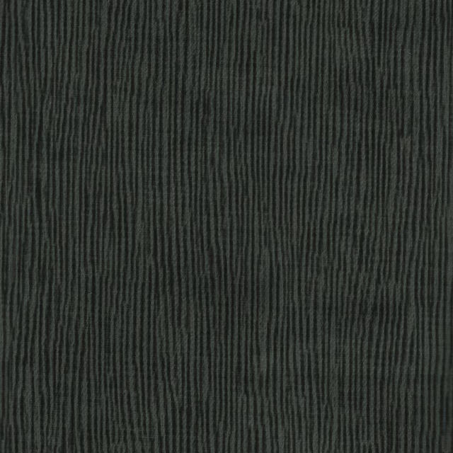Dark smoky green fabric with close vertical ridges and softly uneven texture