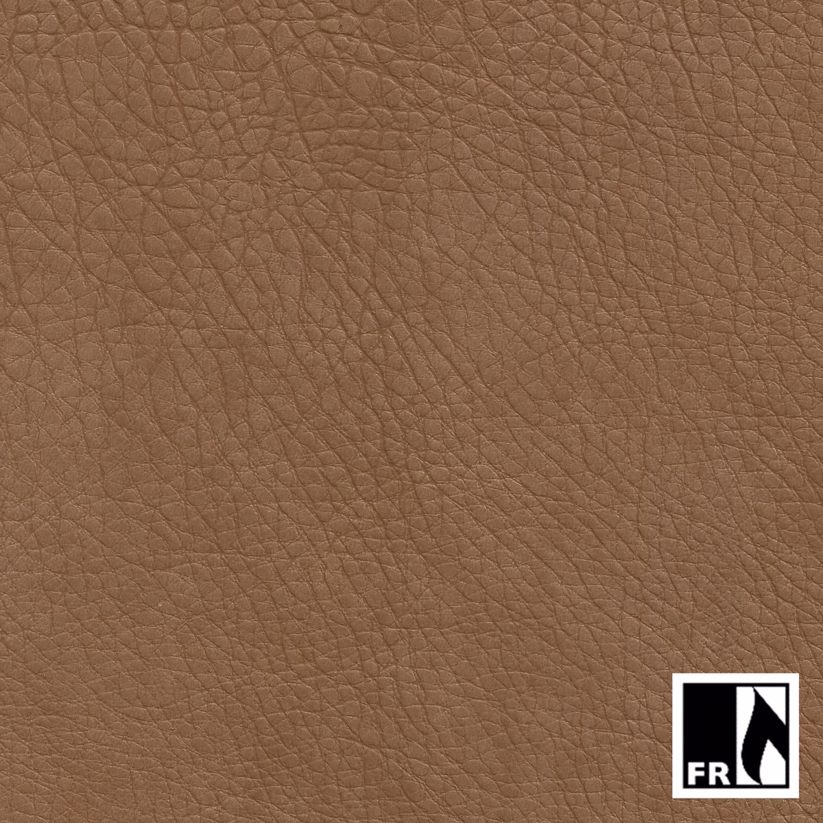 Warm hazel-brown Stanford fabric showing a fine, irregularly pebbled leather-look texture