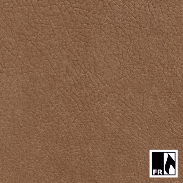 Warm hazel-brown Stanford fabric showing a fine, irregularly pebbled leather-look texture