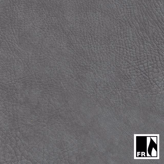 Close view of cool zinc-grey fabric with a fine, pebbled, leather-like texture