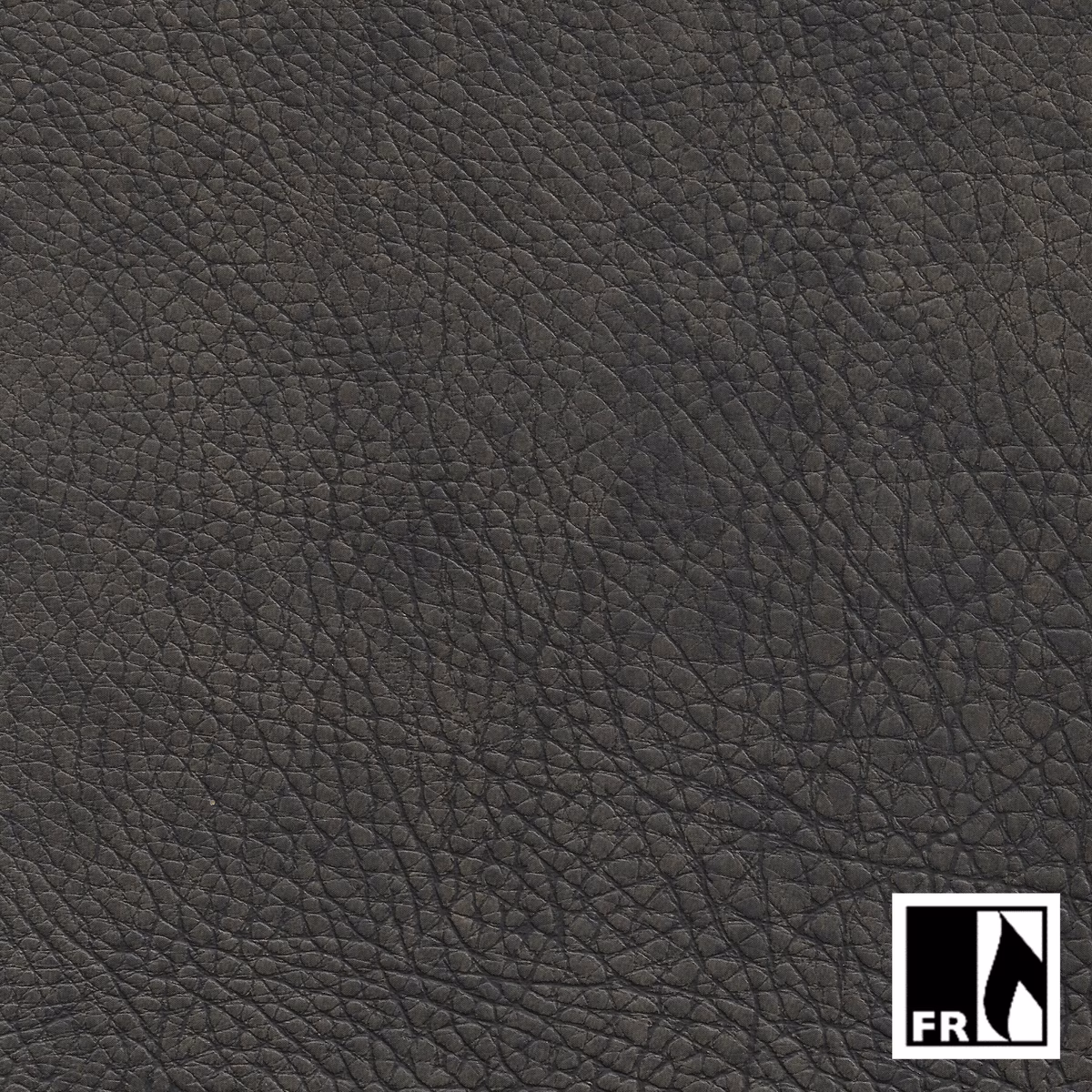 Deep charcoal grey swatch with fine irregular pebbled grain and subtle low sheen