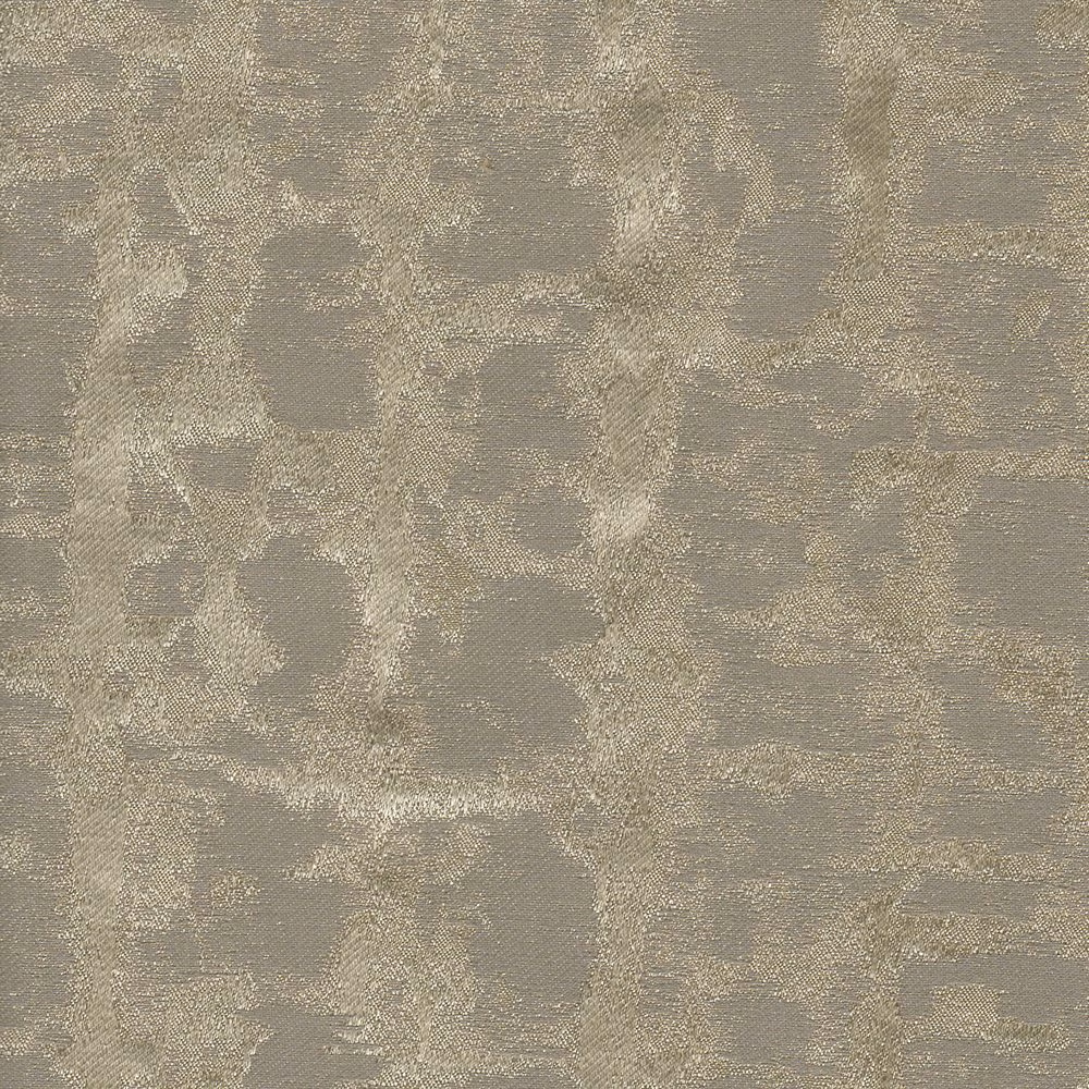 Mottled metallic taupe textile with an irregular woven cloud-like pattern