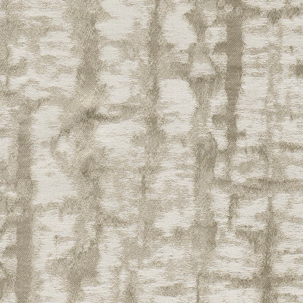 Feather grey woven textile with mottled ivory blocks and soft abstract striations