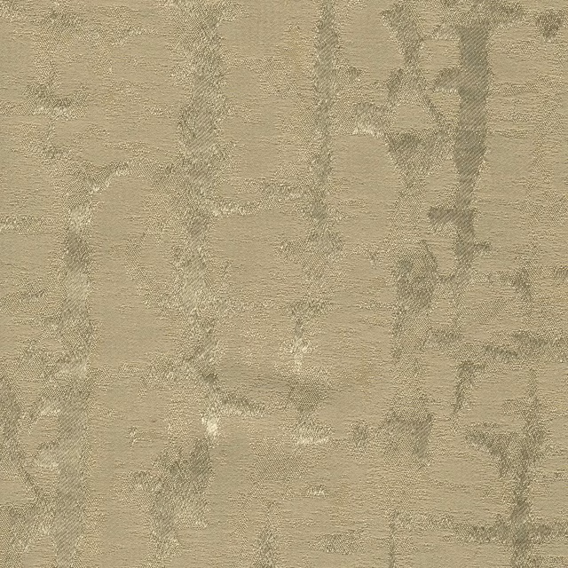 Warm latte beige woven fabric with irregular mottled vertical bands and subtle surface texture