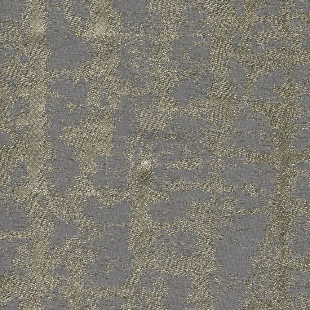 Muted lilac-grey woven swatch with olive-gold abstract brushlike texture