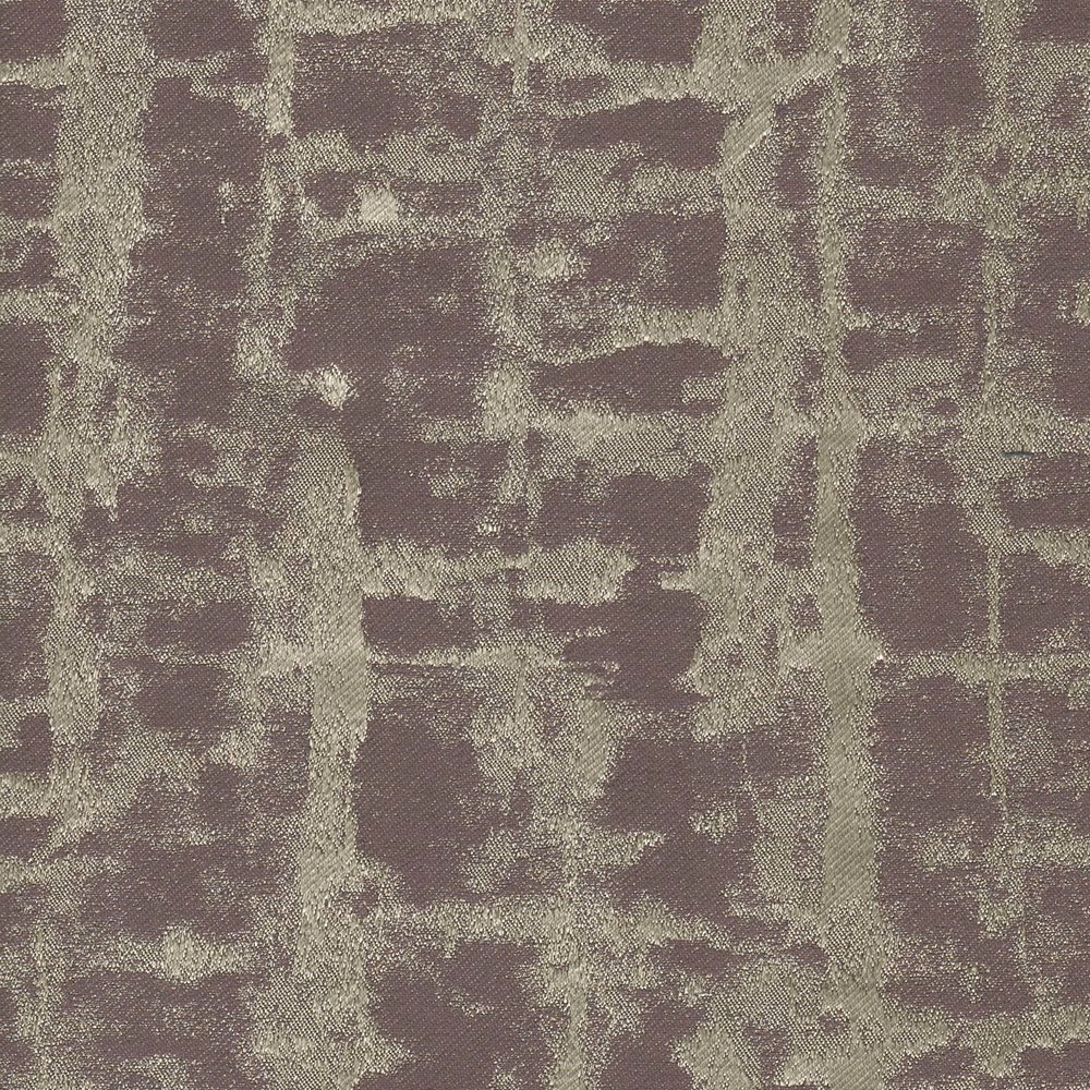 Close-up of taupe-mauve woven fabric with sage-grey abstract blocks and flecks.