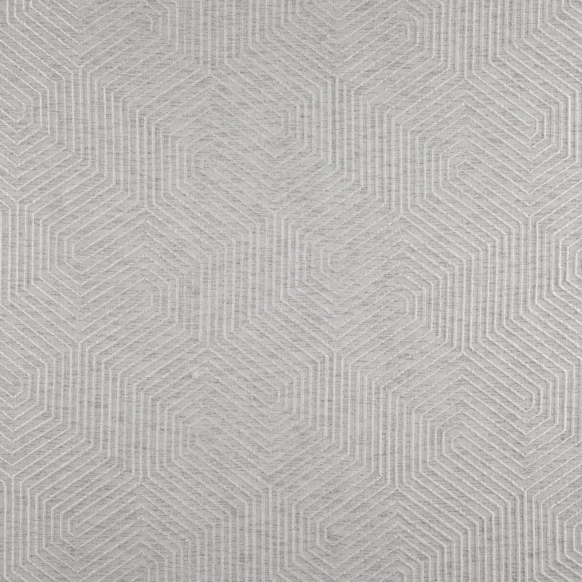 Cool light-grey woven fabric with fine ribbing and linked angular geometric outlines