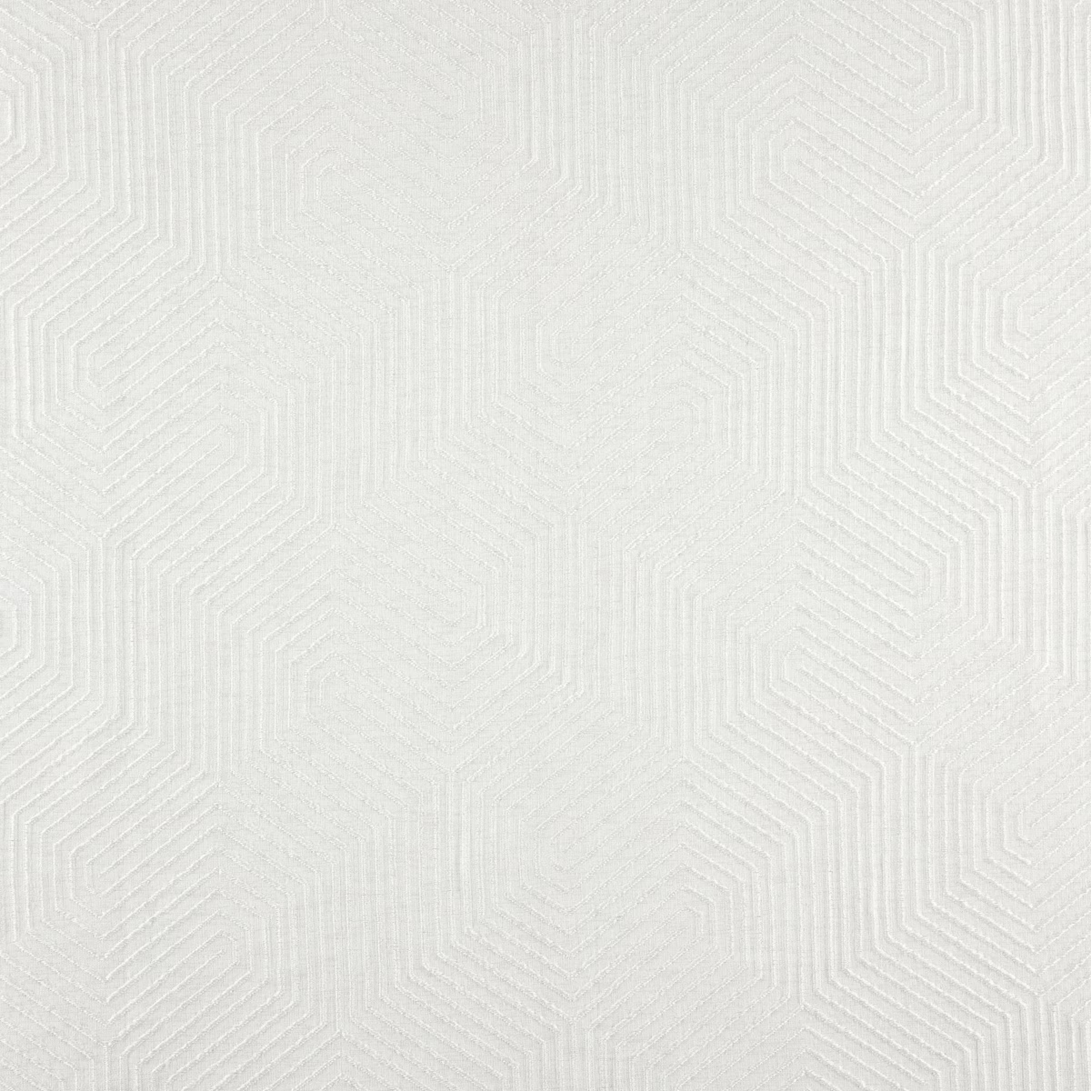 Pale bone fabric with raised stepped geometric lines and a softly textured weave