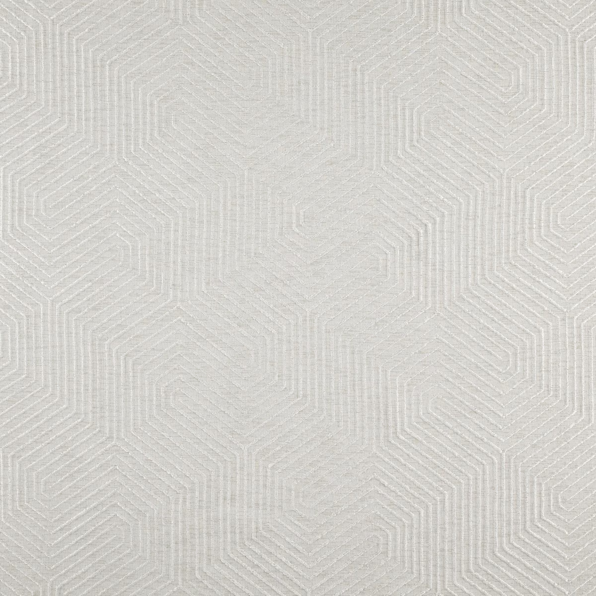Pale natural woven textile with tonal stepped geometric maze lines