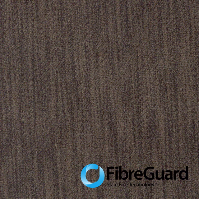 Dark brown-charcoal woven swatch with narrow vertical ribs and a softly mottled surface