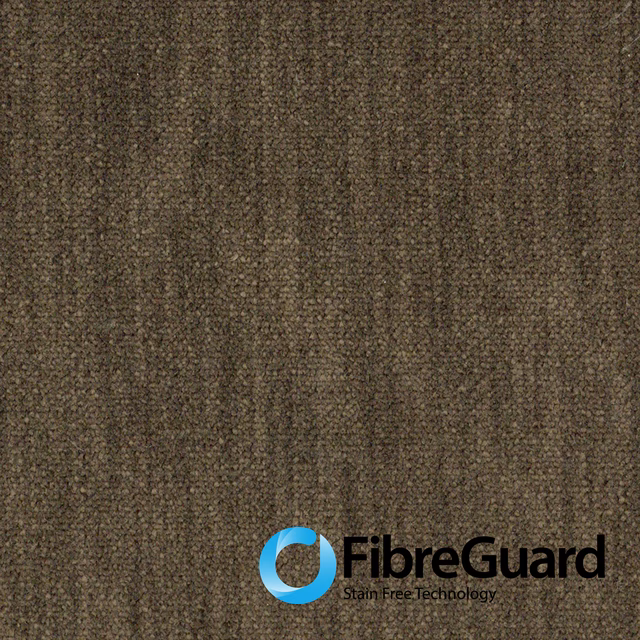 Dense earth brown woven fabric with subtle vertical striations and mottled texture