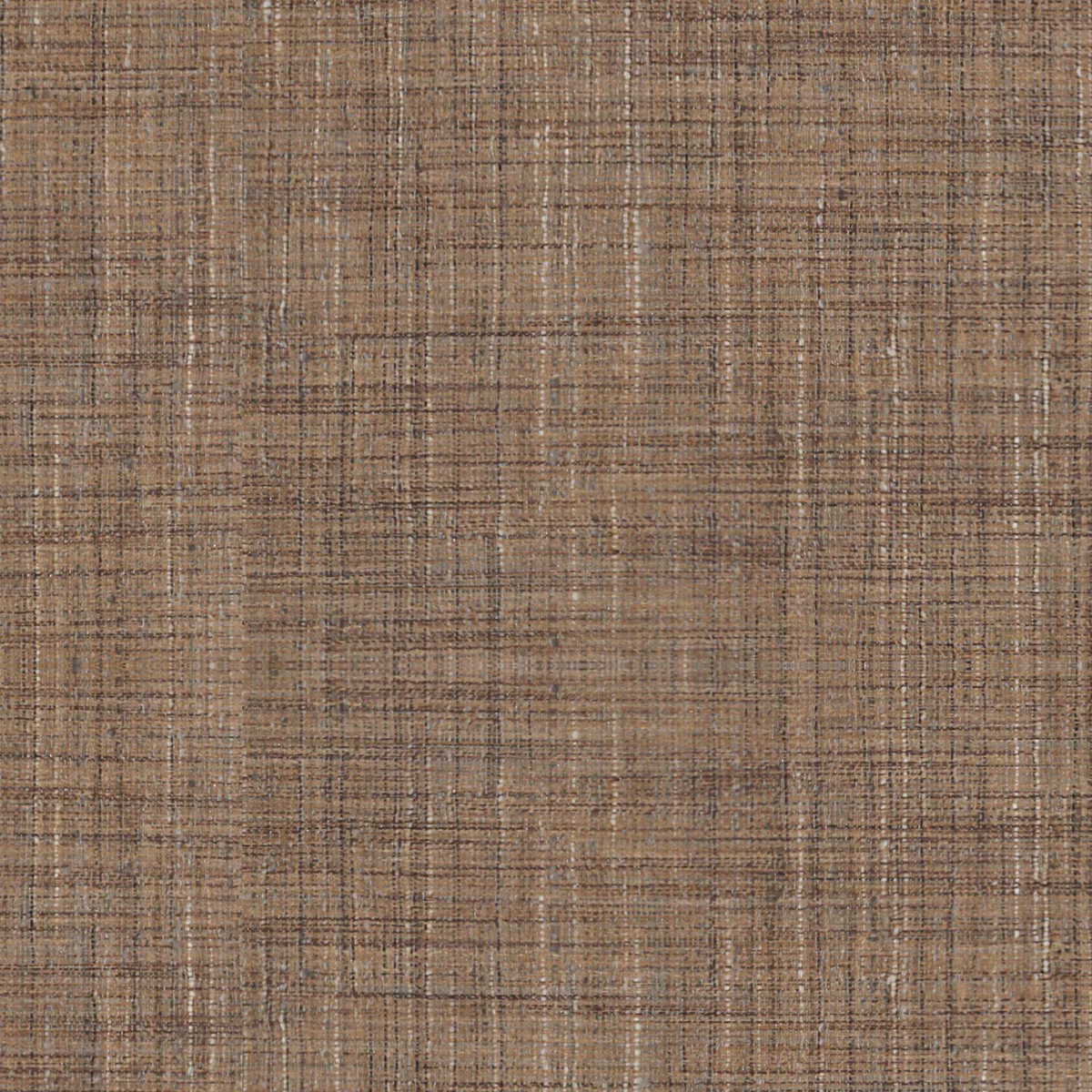 Warm taupe-brown woven swatch with fine charcoal crosshatching and tactile slub texture