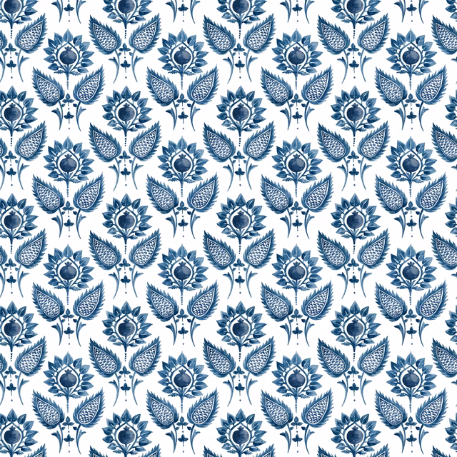 Medici Flower Indigo fabric