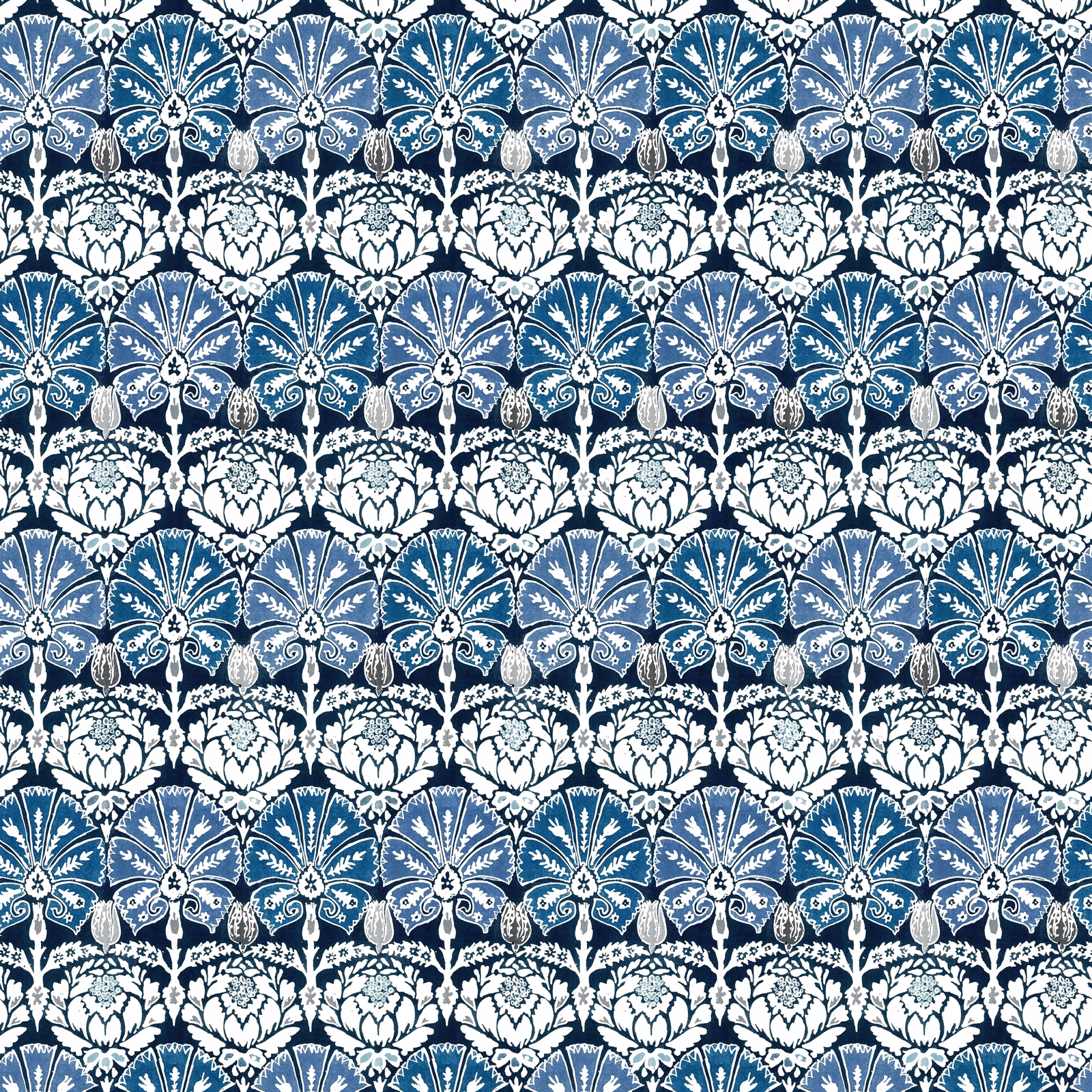 Ottoman Damask Indigo fabric