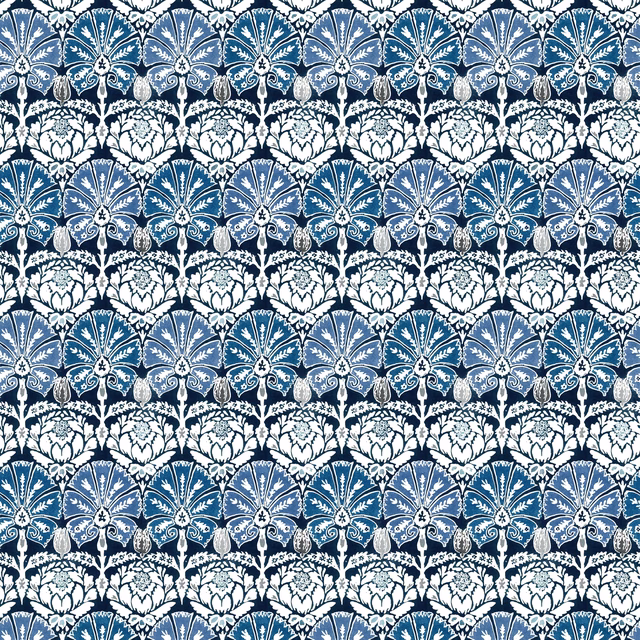 Ottoman Damask Indigo fabric