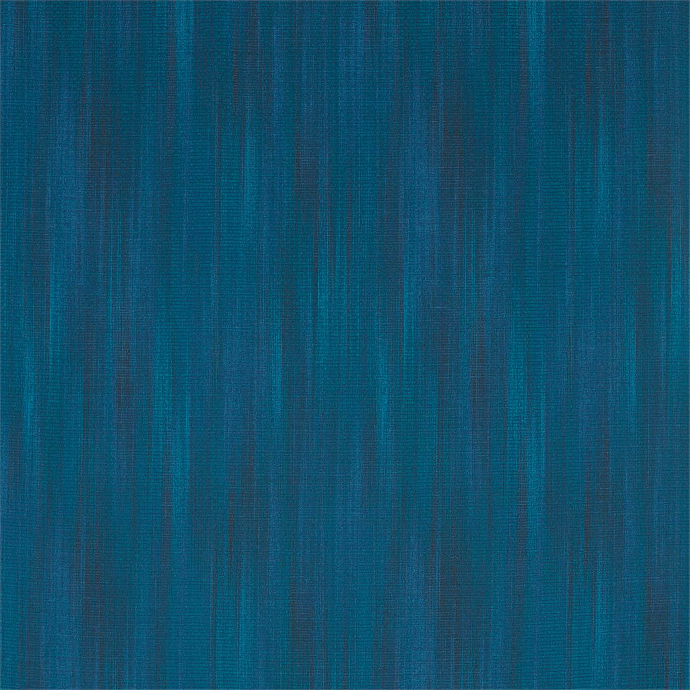 Deep blue-teal woven fabric with fine vertical striations and shifting turquoise highlights