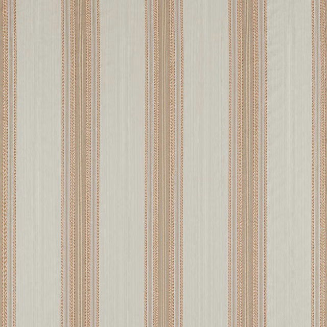 Pale greige striped fabric with taupe dotted bands and fine vertical texture