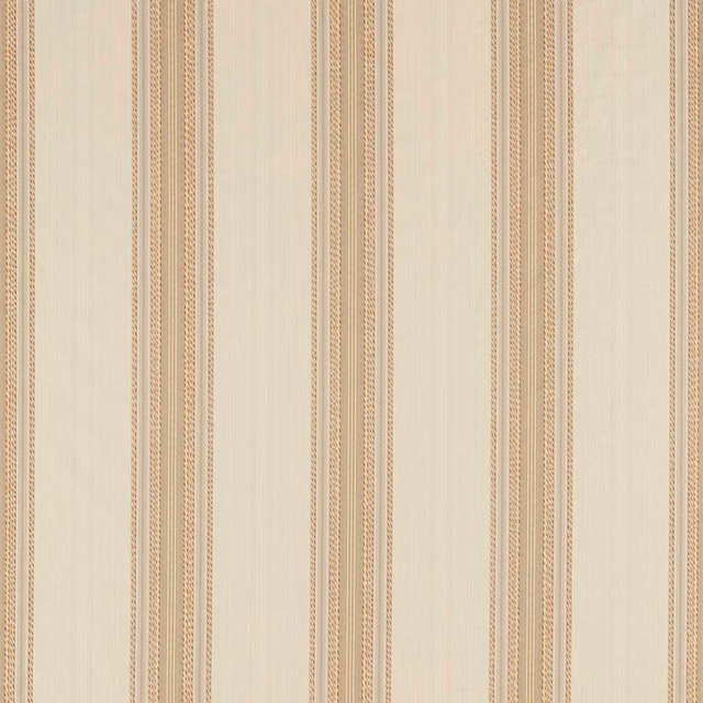 Pale Paris grey fabric with fine taupe and ivory vertical woven stripes