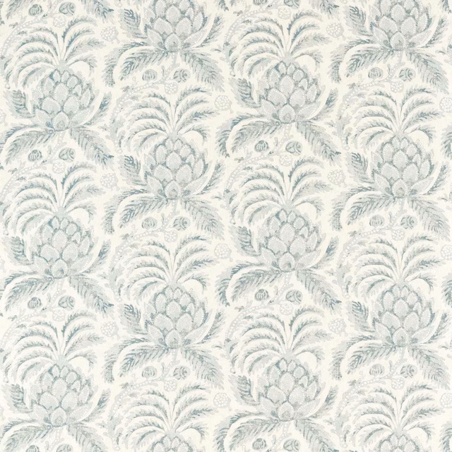 Pale Stockholm blue and ivory pineapple motifs in a softly textured woven ground