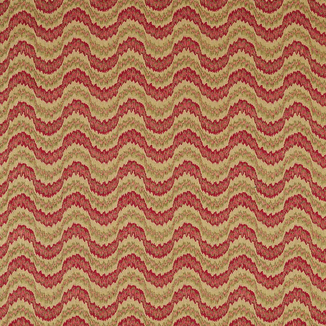 Muted olive-green and burgundy flamestitch waves in a dense woven texture