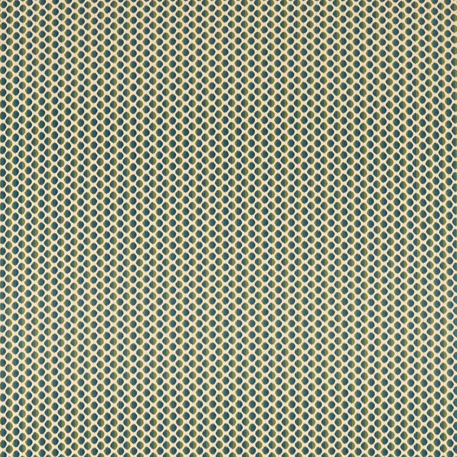 Deep evergreen fabric with pale cream spot lattice and tightly textured weave