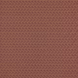 Muted cochineal red damask fabric with dense scalloped fan motifs and fine woven texture