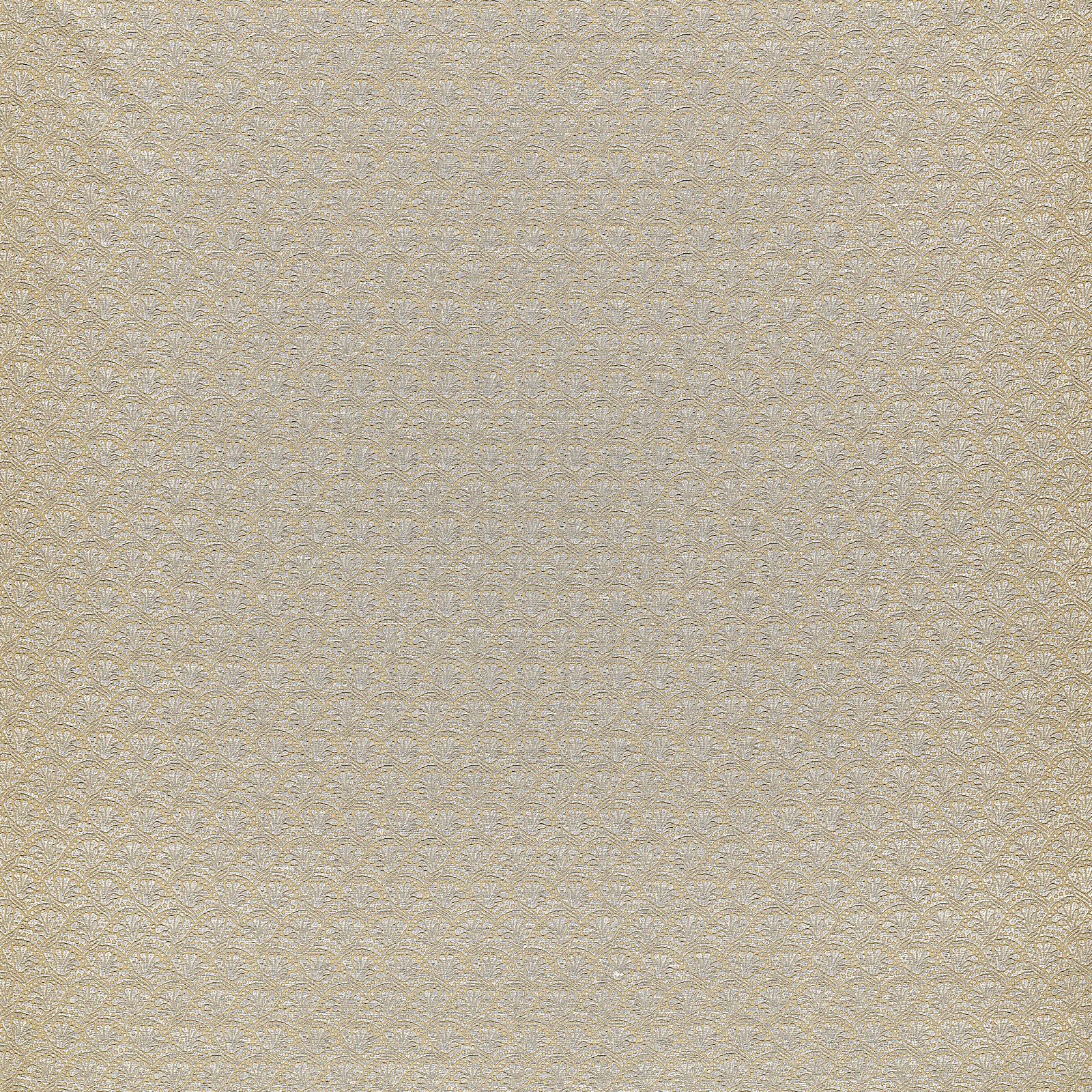 Warm Paris grey damask weave with pale cream scrolling motifs and subtle beige flecks