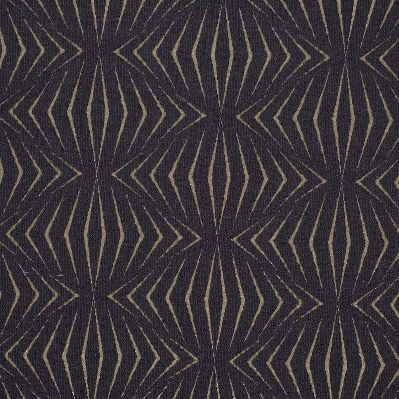 Charcoal woven textile with muted gold radiating chevrons and fine textured grain