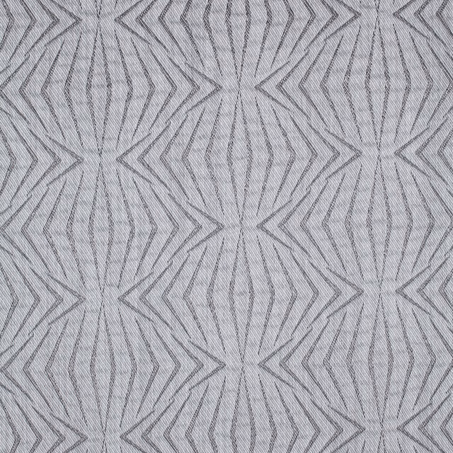 Cool silver-grey weave with fine charcoal zigzag chevrons and vertical texture